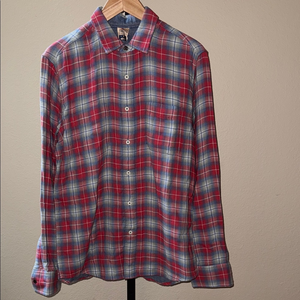 Faherty Red and Blue Plaid/Blue The Reversible Shirt Button-Up Men’s Size M